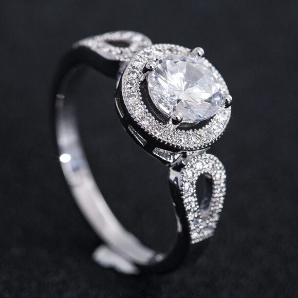 🔥Stylish Saudi Arabia White Gold Round Cut Ring for Women, MARR9360 - Picture 1 of 5